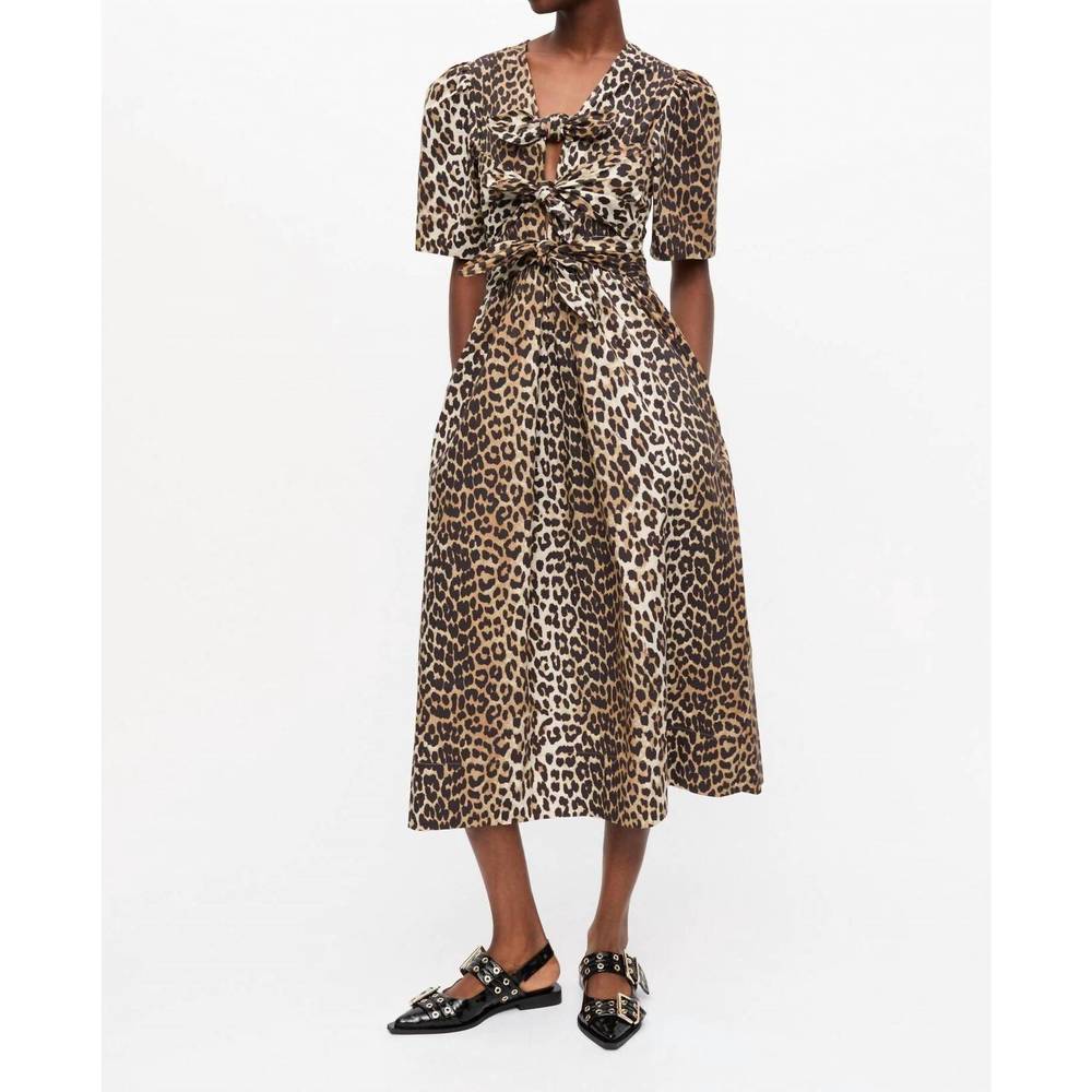 NEW GANNI printed midi dress in leopard